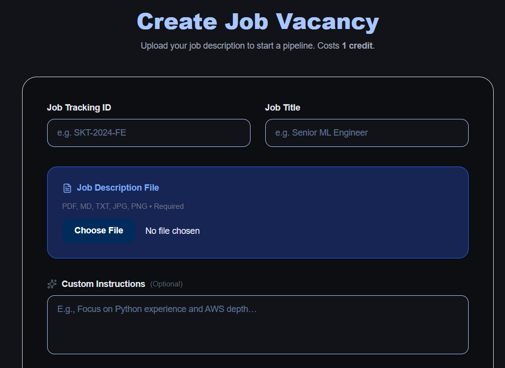 Create a job vacancy by uploading a job description